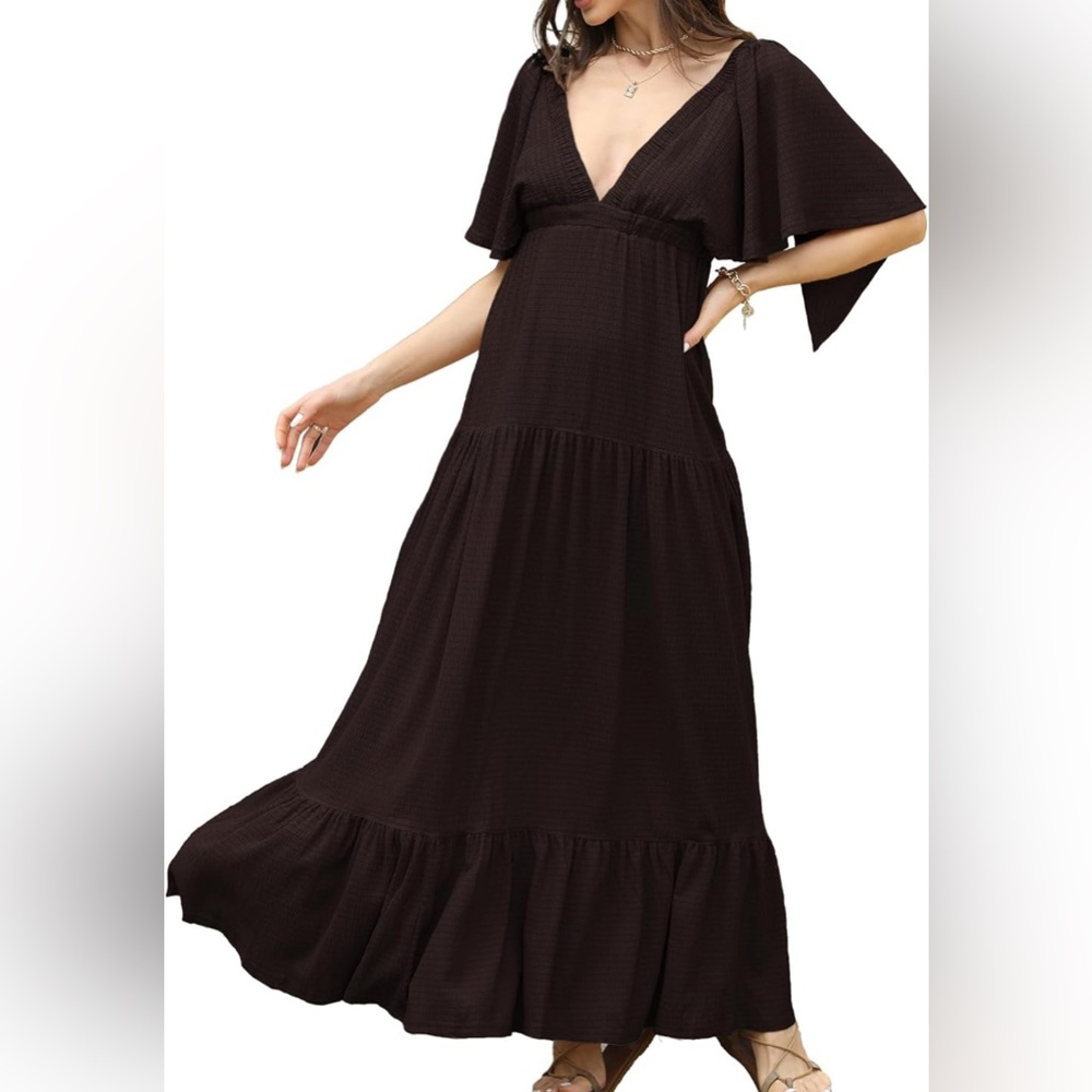 Elegant Brown Maxi Dress